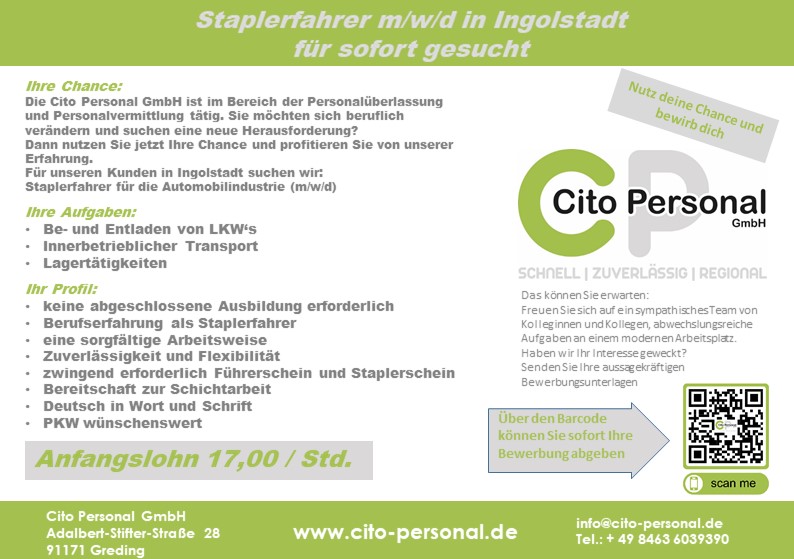 2023-02-09 Staplerfahrerer Ingolstadt